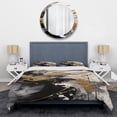 thumbnail image 3 of Designart "Fluid Fusion in Gold and Grey IV" Abstract Bedding Covert Set - Modern Gold Transitional Bed Set With 2 Shams, 3 of 6