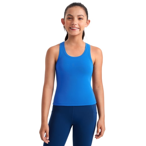 CRZ YOGA Girls Butterluxe Tank Tops Waist Length Dance Yoga Athletic Casual Racerback Tight Kids
