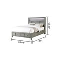 thumbnail image 3 of Queen Bed Made with Wood and LED Headboard in Gray Color, 3 of 7