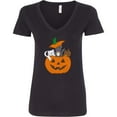 thumbnail image 3 of Inktastic Halloween Kitties in Pumpkin Women's V-Neck T-Shirt, 3 of 5