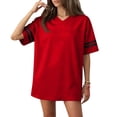 thumbnail image 2 of HAJWOH Jersey Shirts for Women Plain Blank Football Tops Athletic T-Shirts Practice Sports Uniforms Outfits Red M, 2 of 5