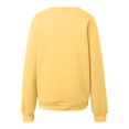 thumbnail image 4 of Women Solid Color Crewneck Sweatshirt with Front Pocket, Hoodless Long Sleeve Loose Fit Plain Pullover Top Soft Casual Daily Basic Sweatshirt(Yellow,XXXXL), 4 of 5