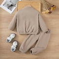 thumbnail image 6 of GiLiling Toddler Boy Girl 2-Piece Fleece Sweatsuit, Half Zip Pullover Track Suit, Elastic Waist Jogger Sweatpants Matching Set (Khaki, 1-2 years), 6 of 7