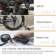 Digital Tire Inflator With Pressure Gauge, 0-250 PSI, Easy to Read