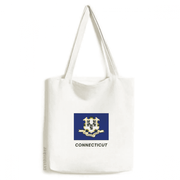 Contour American State Flag Connecticut Tote Canvas Bag Shopping Satchel Casual Handbag