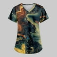 thumbnail image 4 of EHTMSAK Printed Scrub Tops with Pocket Floral Nurses Uniform Workwear Tunic Casual Short Sleeve V-Neck Clinic Blouse Carer Top on Clearance Multicolor XL, 4 of 7
