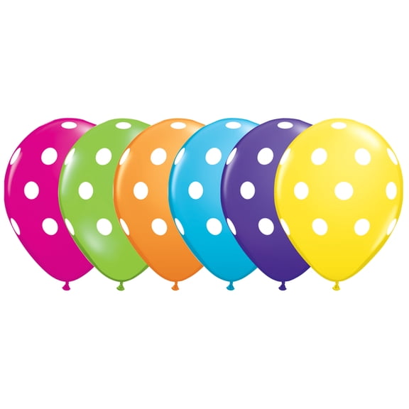 Big Polka Dots Decorator Quality 11" Latex Balloons, Tropical Assortment, 50 CT