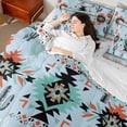 thumbnail image 4 of Manfei Blue Boho Aztec Bedding Comforter Set 7 Pieces for Women, Tribal Abstract Ombre Full Bedding Set, Hippie Cactus Plant Reversible Fitted Sheet Flat Sheet, Breathable Home Decor, 4 of 7