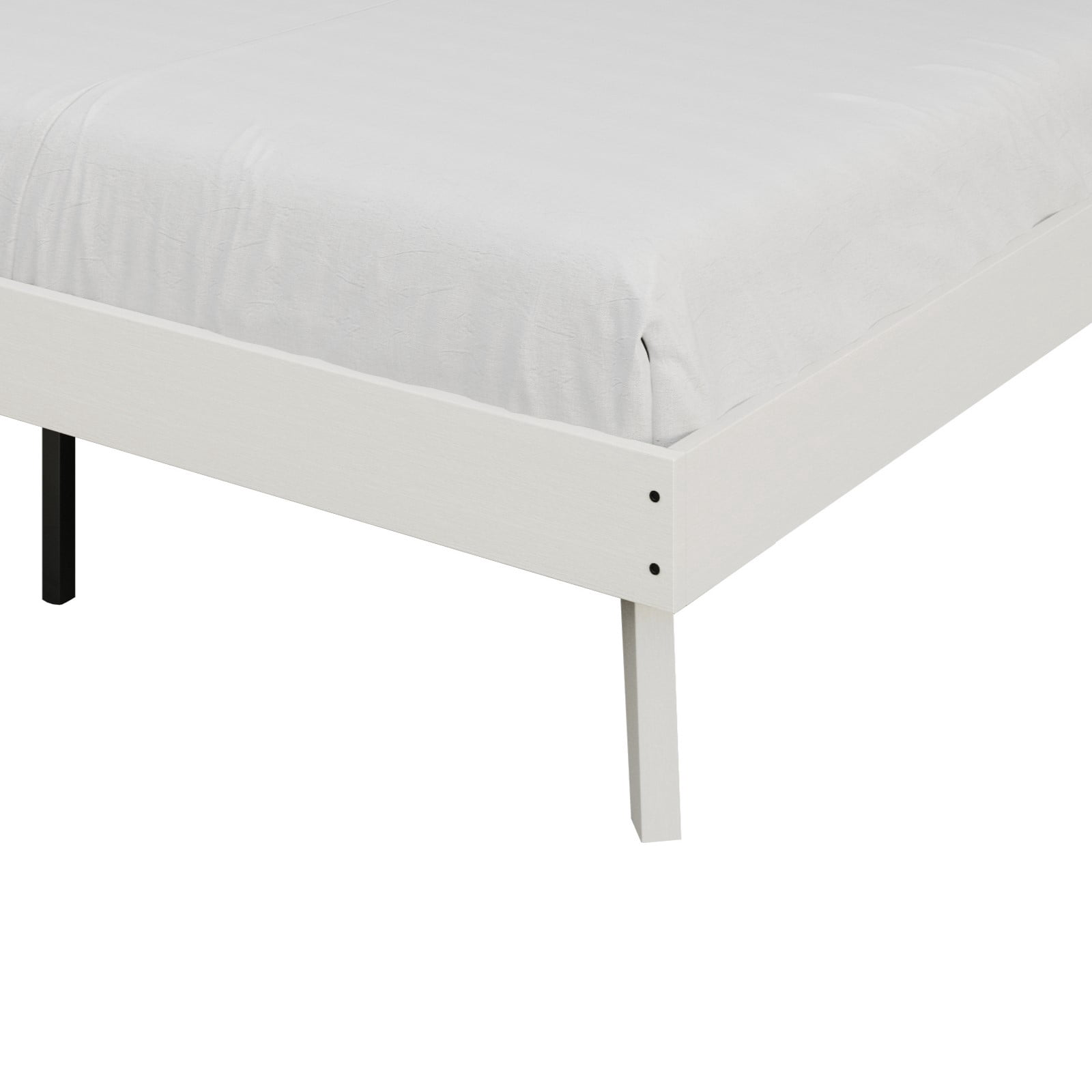 Castle Place Elegant Mid-Century Wooden King Platform Bed, White