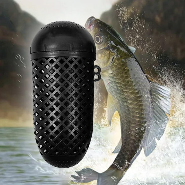 Pesca, alimentador de jaula, suministros de alimentador de jaula de señuelo, ligero, jaula de pesca con contenedor de señuelo, para cangrejos, gambas, Agujero grande negro