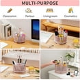 thumbnail image 3 of Mesh Desk Organizer, 360-Degree Rotating Multi-Functional Pen Holder, 4 Compartments Desktop Stationary Organizer, Home Office Art Supply Storage Box Caddy (Pink), 3 of 12