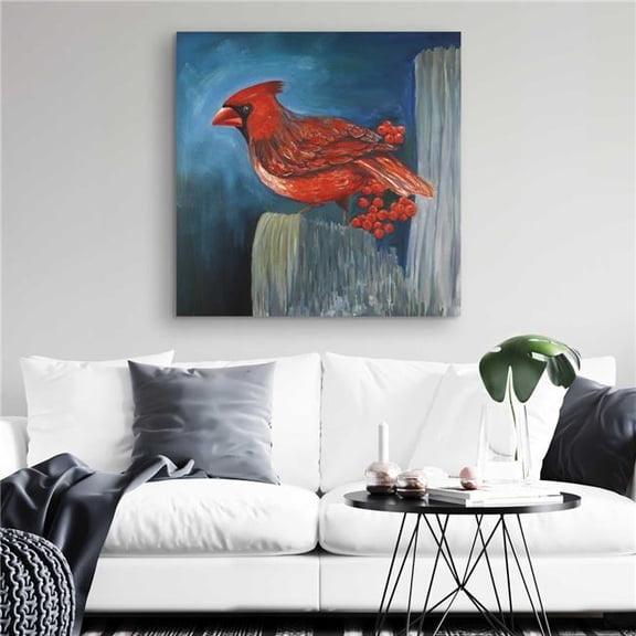 Begin Home Decor C1RC3232NY0OU1 32 x 32 in. Redbreast Bird on a Branch - Contemporary Animals Canvas Art