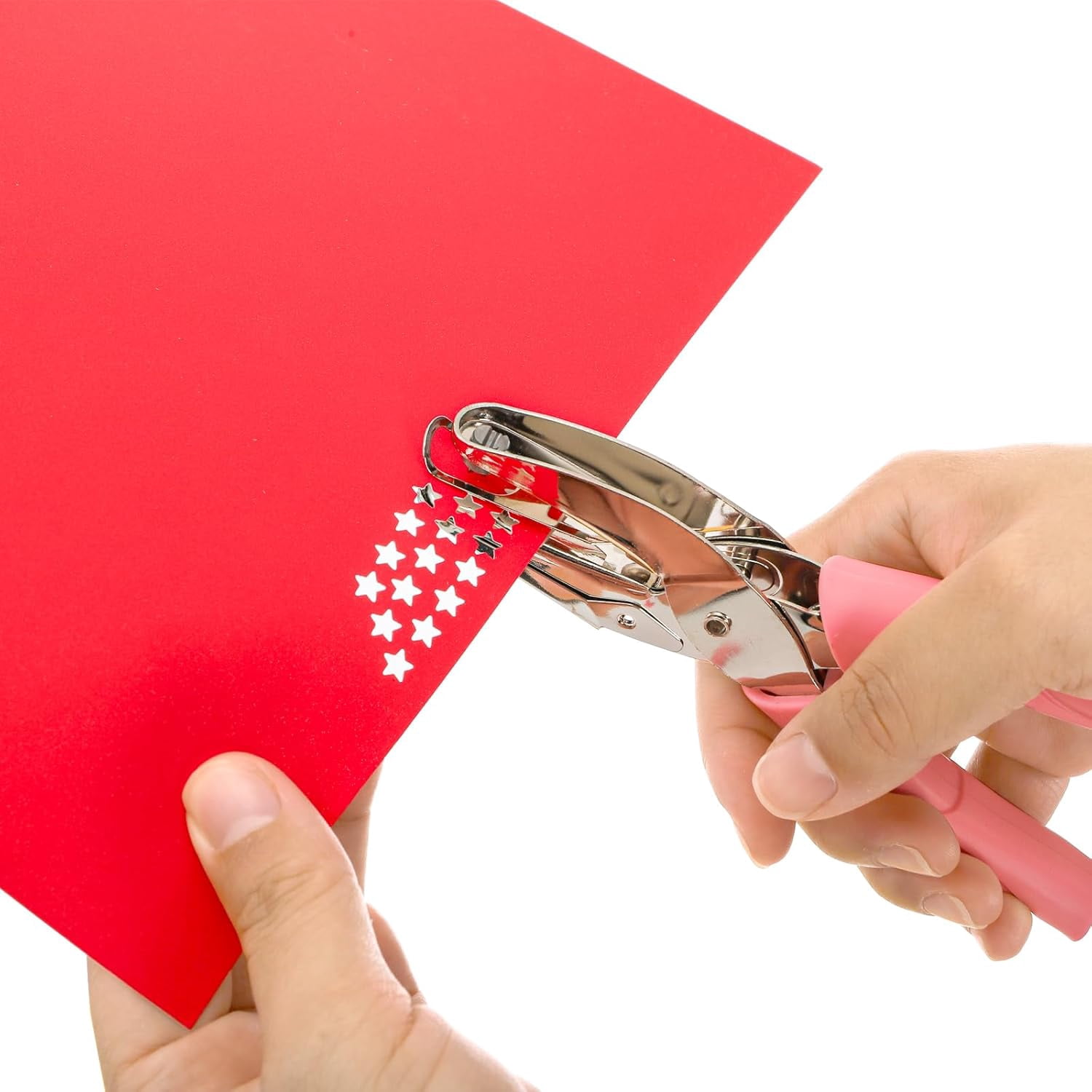 Xlhshop 5-Pack Single Hole Punch Set, Metal Handheld Paper Punchers with Soft Grip (Star, Heart, Circle)