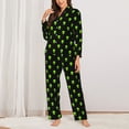 thumbnail image 2 of Pofeuu Green Monster Print Womens Pajamas Set Long Sleeve Sleepwear Button Down Nightwear Soft Pj Lounge Sets Button Down Pajamas Women-Medium, 2 of 7