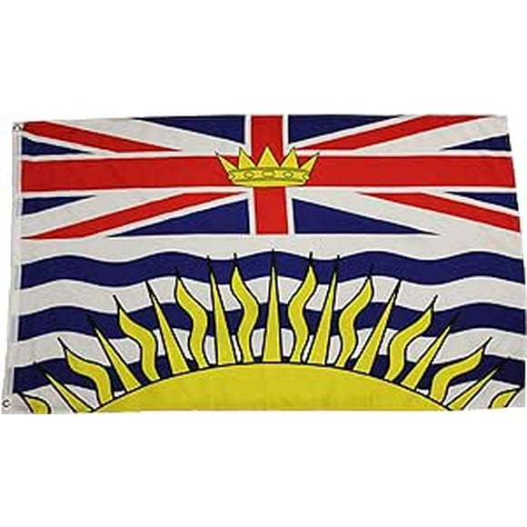 BRITISH COLUMBIA CANADIAN PROVINCIAL LARGE 3 X 5 FEET FLAG WITH 2 GROMMETS CANADA PROVINCE