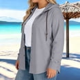 thumbnail image 6 of Craaazy Plus Size Hooded Sweatshirt for Women Button Casual Solid Color Oversize Long Sleeve Shirts Gifts, 6 of 7