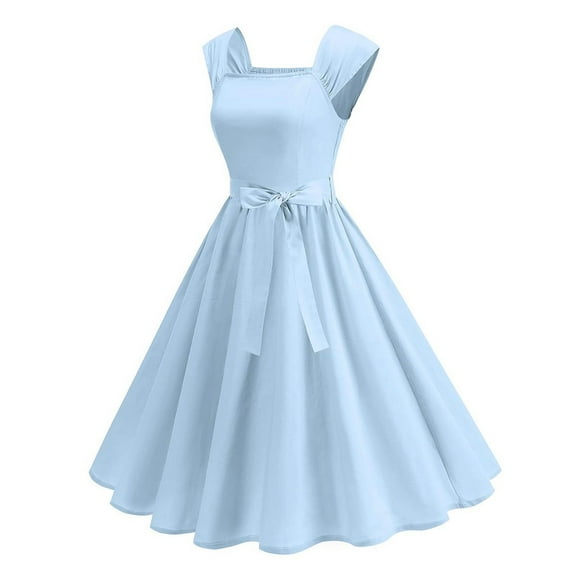 Women Dresses under $10! Xqxayjr Women Vintage 1950s Sleeveless Swing Dress Retro Cocktail Party Aline Dresses Classic Tea Dress