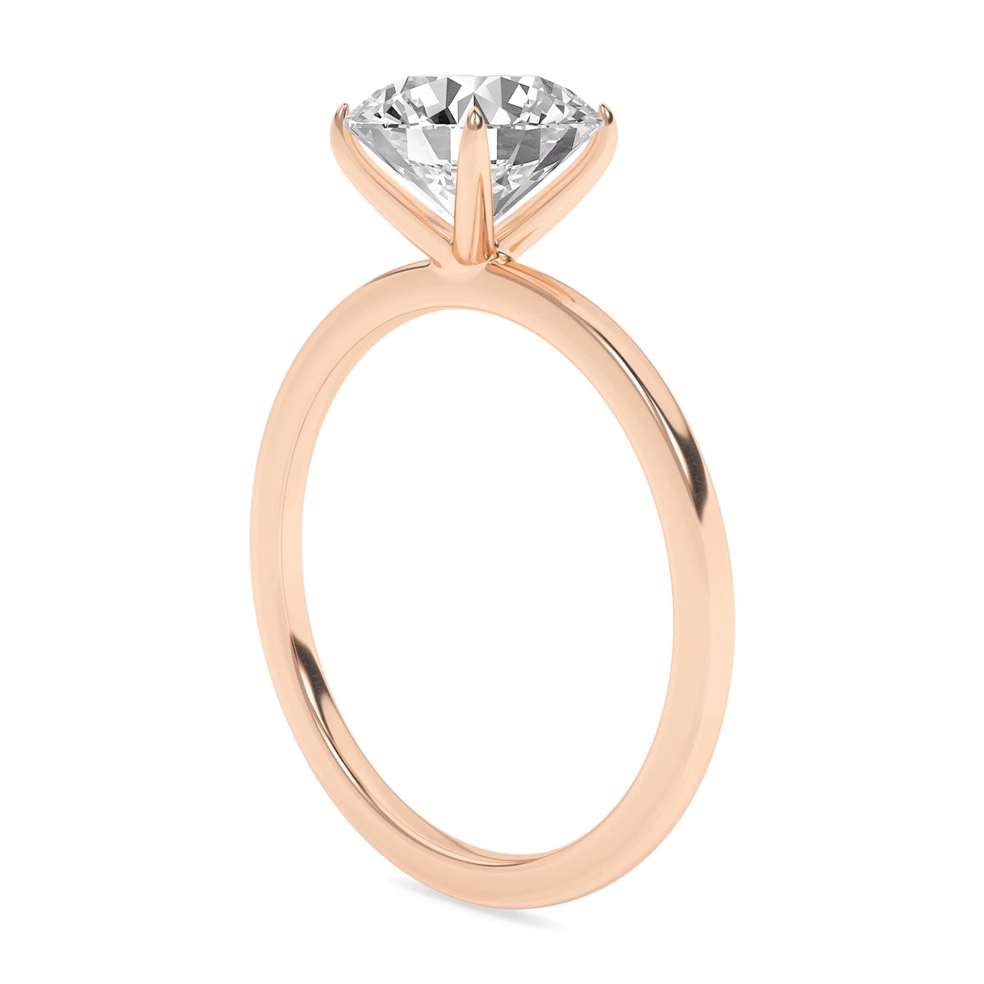 AFFY 4-Prong Solitaire Engagement Rings For Women, 2.00 Carat (ctw) Round Lab Created Moissanite Promise Ring For Her In 14k Solid Rose Gold | VVS1 Quality Ring Size-7.5