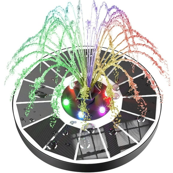 Solar Fountain Upgraded Panel, 3.5W Floating Solar Powered Water Pump Built-in 2000 Battery with 6 Nozzle & 4 Fixer, Solar Bird Bath Fountains for Garden, Pond, Outdoor