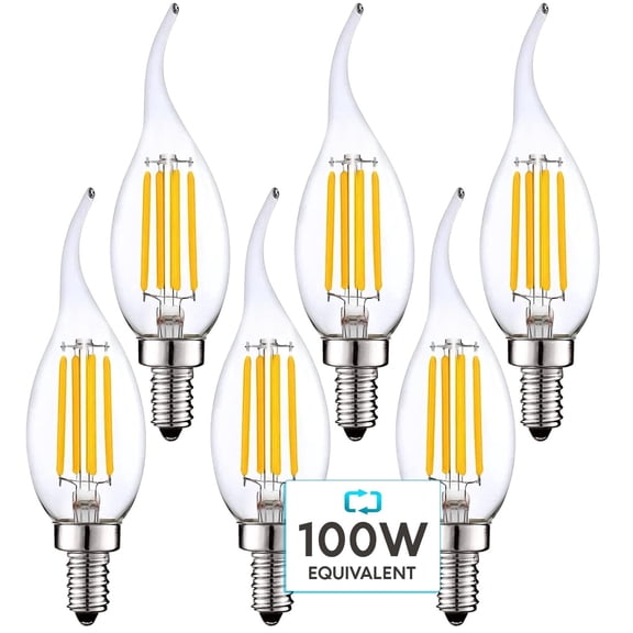 Luxrite 7W Candelabra LED Light Bulbs 100 Watt Equivalent 3500K Natural White 800 Lumens CA11 Dimmable Damp Rated E12 6-Pack