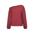 thumbnail image 5 of Yigetop off The Shoulder Sweatshirt, off The Shoulder Sweatshirt for Women Trendy Oversized Cute Sweatshirts Fall Travel Plain Hoodie with Pocket Cute Sweatshirts Red 2XL, 5 of 9