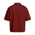thumbnail image 4 of DPTALR Men's Solid Color Short Sleeve Button-Up Casual Shirt,Wine,Big and Tall Men XXXL, 4 of 9