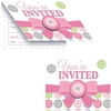 Cute as a Button Girl Invitations, 8-Pack