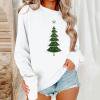 thumbnail image 2 of asdoklhq Fall Sweaters for Women's Round Neck Hoodless Christmas Printed Casual Loose Sweatshirt White 3X, 2 of 7