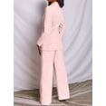 thumbnail image 5 of Pants Suits for Women Dressy 2 Piece Business Casual Lapel Long Sleeve Open Front Blazer Pants Suit Set Pink S, 5 of 9