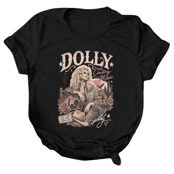 Vintage Dolly Tshirt Parton Memorial T-Shirt for Women Country Music Legend Retro Country Singer Graphic Tee Tops