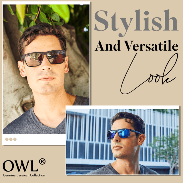 OWL Men's Sport Sunglasses for Men- UV400 & Stylish Frame Eyewear- Ideal for Sports Activities - Blue Mirror