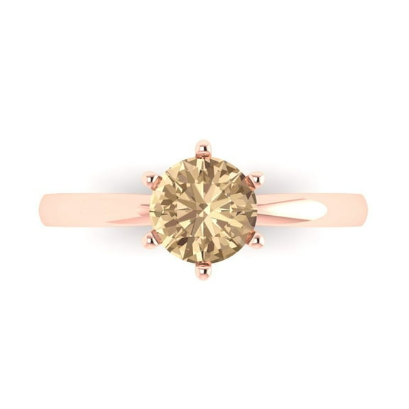 Clara Pucci 14K Rose Gold 1ct YellowMoissanite Solitaire Ring for Women