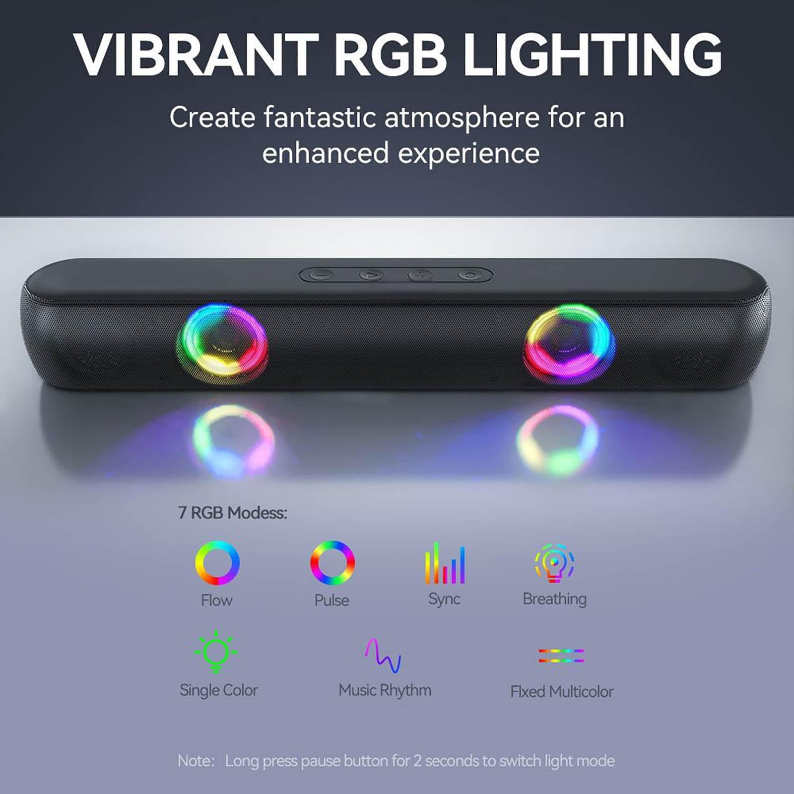 23.6 Inch RGB Bluetooth Soundbar B320 Stereo Gaming Speaker with Type-C Port