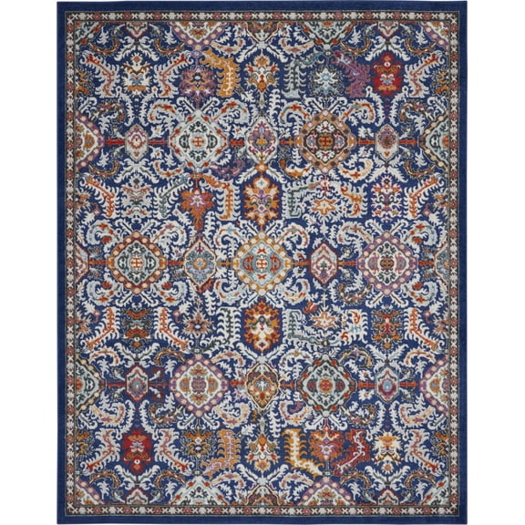 8’ x 10’ Blue and Gold Intricate Area Rug