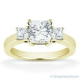 thumbnail image 2 of Square Cut Charles & Colvard Forever Brilliant 3-Stone Engagement Ring in 14k Yellow Gold, 2 of 5