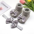 thumbnail image 4 of URMAGIC 0-12M Newborn Baby Girl Gift 2PCS Set Bowknot Socks and Headband, 4 of 6