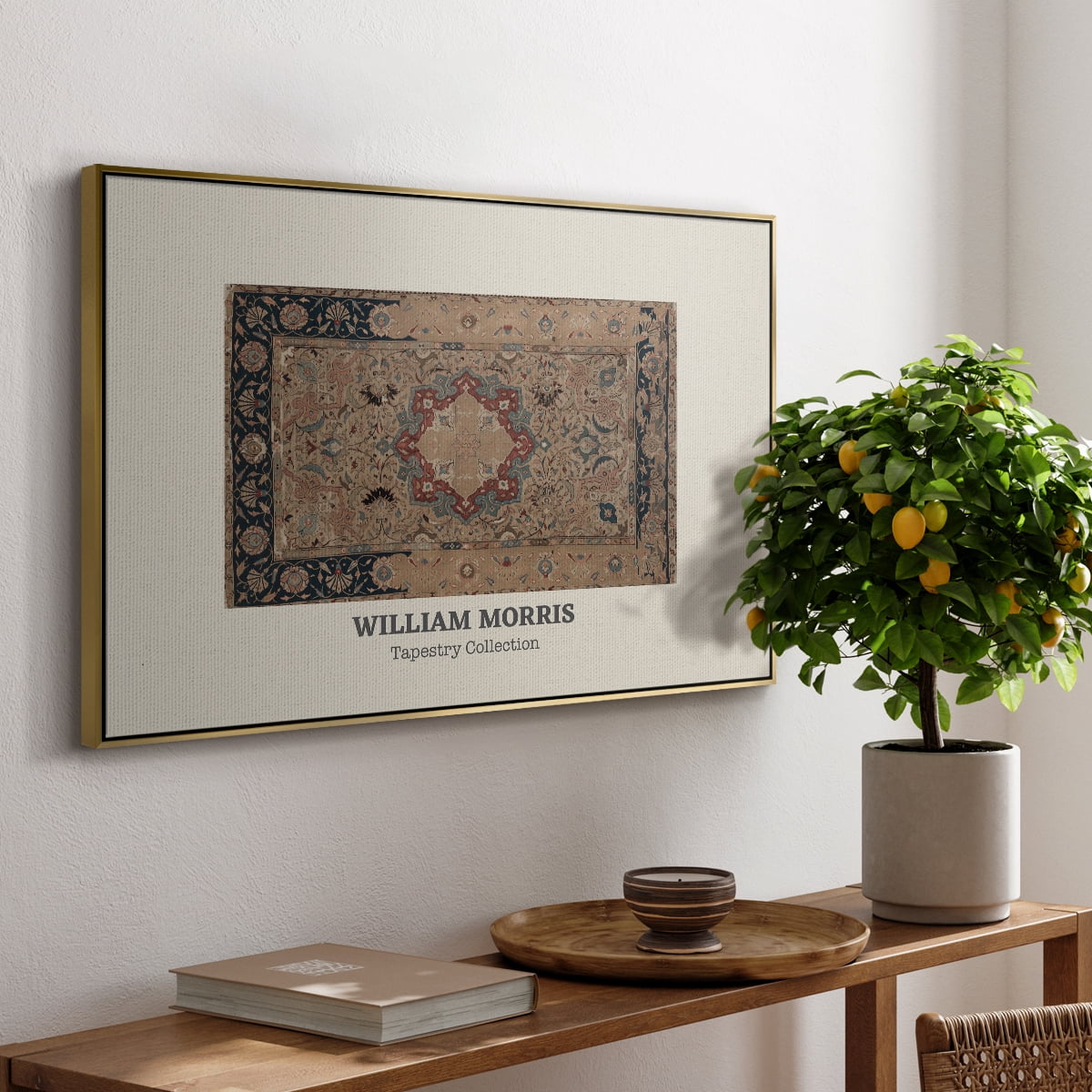 Vintage Abstract Print-XLVIII Framed in Gold Wood Gallery Wrapped Canvas 27 in. x 41 in.