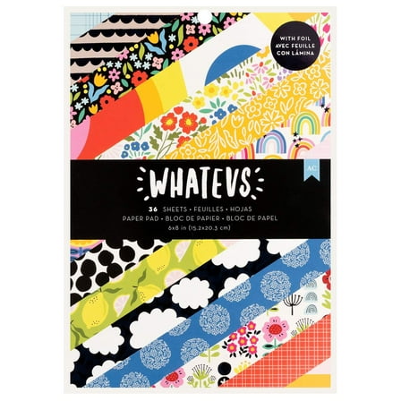 Amerian Crafts Double-Sided Paper Pad 6"X8" 36/Pkg-Black Foil, Whatevs