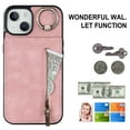 thumbnail image 2 of Nalacover for iPhone 14 Plus, Wallet with RFID Credit Card Holder and Zipper Pocket,Drop Protection Flip Cover Ring Holder Kickstand with Double Magnetic Clasp For iPhone 14 Plus, Pink, 2 of 12