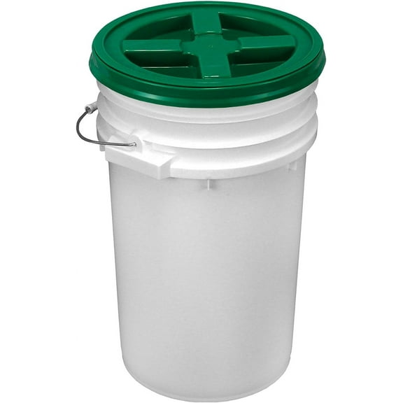 7 Gallon White Bucket with Gamma Seal Lid (Green)