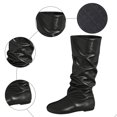thumbnail image 5 of Rokment Wide Mid Calf Slouchy Boots for Women Fashion Ruched Soft Leather Round Toe Low Heels Mid-Calf Tall Dress Boots Fall Winter, 5 of 7