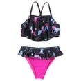 thumbnail image 2 of iiniim Kids Girls Swimsuit Ruffle Swimwear Criss Cross Camisole Tankini Tops and Bottom 2 Pcs Bathing Suits, 2 of 7