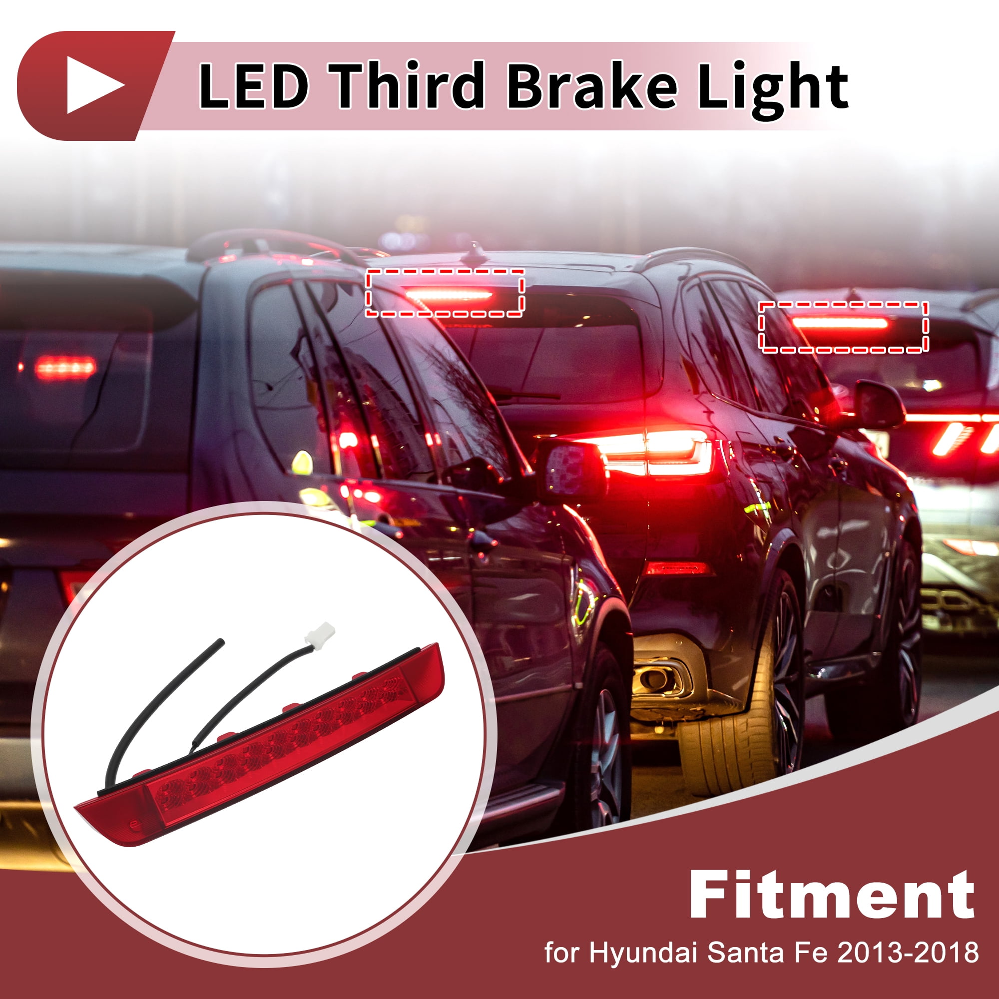 Unique Bargains LED Third Brake Light Red ["for Hyundai Santa Fe 2013-2018 92700-A1000"]