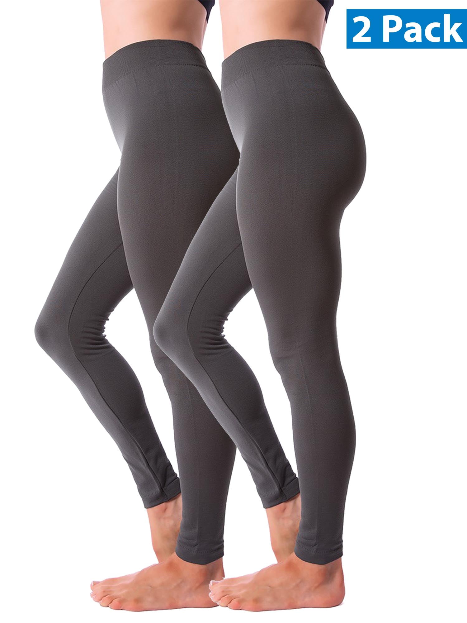 2 Pack Fleece Lined Leggings Women-High Waisted - Black LG/XL