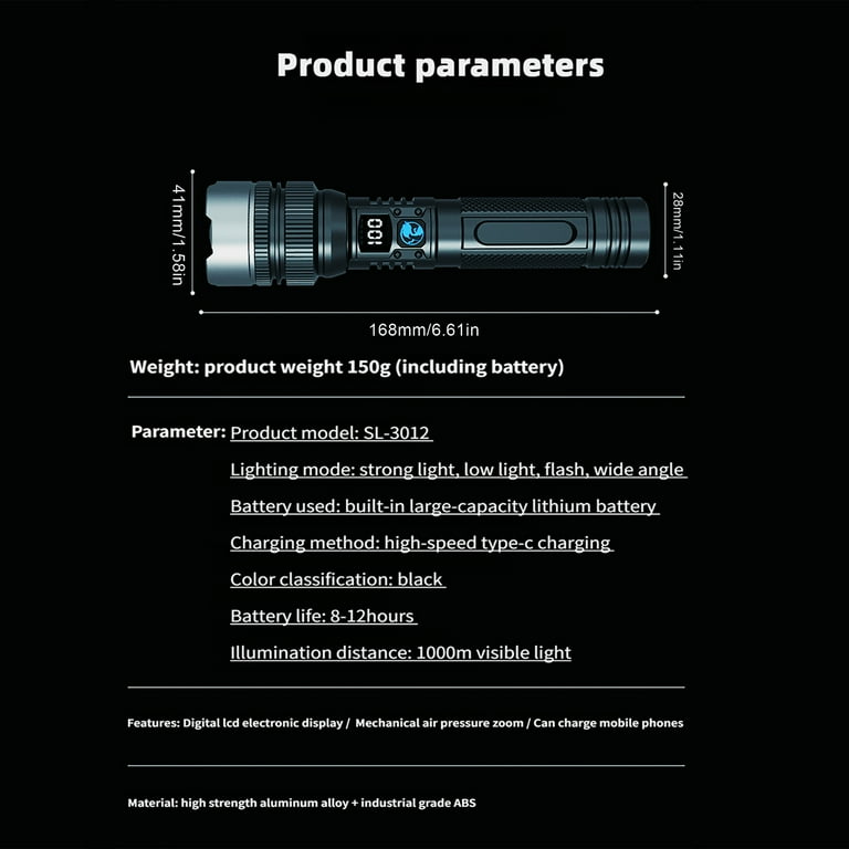NJ FOREVER Rechargeable Flashlight High Luens, 150000 Luens Super