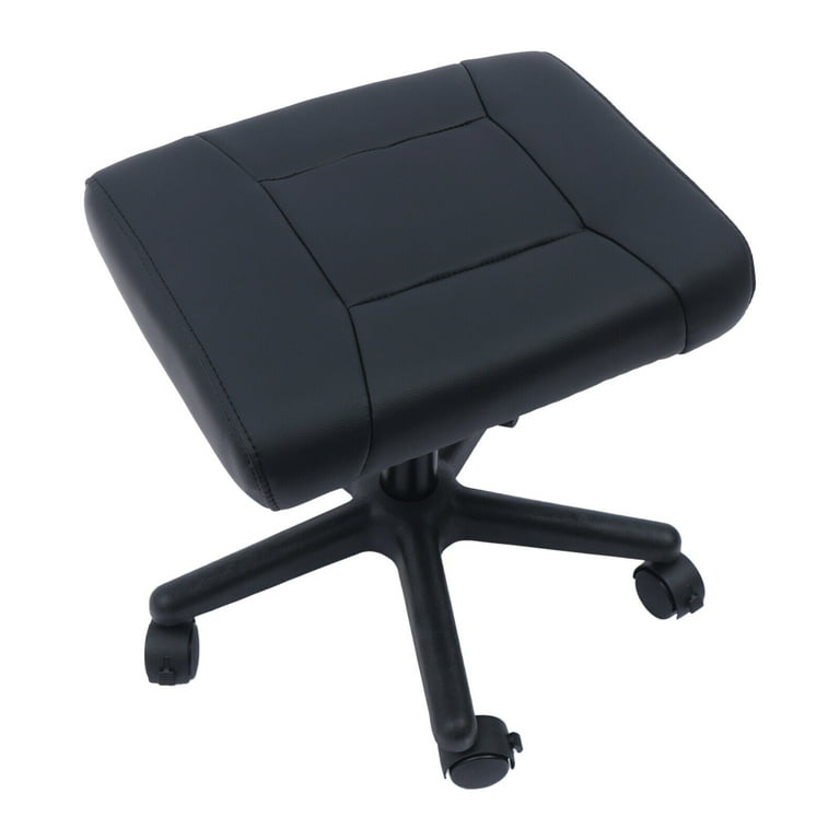 HiKaRiGuMi Adjustable Foot Rest Under Desk Footrest Leather Black Foot  Stool W/ Wheels for Office Home