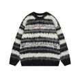 thumbnail image 2 of YLSDY Crew Neck Sweater for Men Fashion Striped Color Block Long Sleeve Sweater Loose Basic Knit Pullover Shirts Black M, 2 of 5