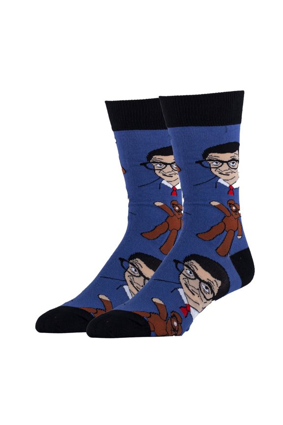 ! Men's Cotton Crew Sock (Mr Bean and Teddy-BLU)