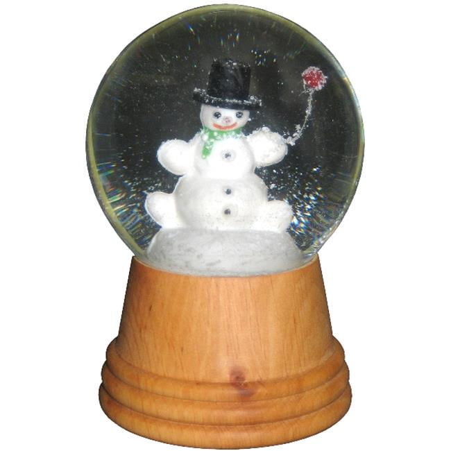 Perzy Austrian Snow Globe - Medium Snowman With Candy Cane, 5x3x3 Inch Real Blown Glass