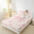 thumbnail image 4 of Manfei Princess Ribbon Child Bed Sheets, Spring Pink Rose Floral King Sheets, Vintage Western Fashion Sheet Set, Microfiber Bedroom Decor, 4 Pieces, 4 of 7